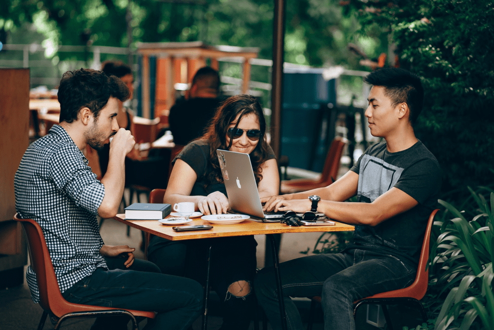 Networking with real estate prospects at a coffee shop.